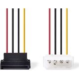 Nedis Interne Voedingskabel - Molex Male - SATA 15-Pins Female - Verguld - 0.15 m - Rond - PVC - Multicolour - Envelop