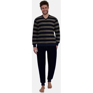 Götzburg pyjama heren velours - blauw/bruin gestreept - 452345/522 - maat 49