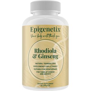 Epigenetix - Rhodiola & Ginseng - 60 premium capsules - Vermindering van stress en verbetering van focus, prestaties en stressbestendigheid, geeft langdurige energie zonder crashes, ondersteuning voor de bijnieren en immuniteit