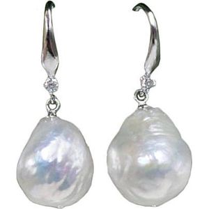 Zoetwater parel oorbellen Bling Kasumi White Pearl - oorhanger - echte parels - wit - sterling zilver (925)