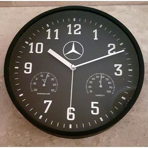 Mercedes logo Kwarts Klok met temperatuur en luchtvochtigheidsmeter Ø 25 x D 4 cm