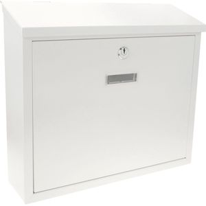 PrimeMatik - Metalen brievenbus voor brieven en post witte 350x90x320 mm