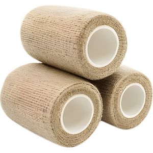 Alpha Gear - Zelfklevend verband - Beige - 3 STUKS - Elastisch - 2,5x450cm - Bandagetape - Sporttape - Verband voor pols - elleboog - enkel - Anti blaar - Anti slip