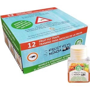 Super Ninja - Fruit Fly Ninja® - Fruitvliegjes vanger - 100% natuurlijk en Milieu verantwoordelijk - 12 Pack