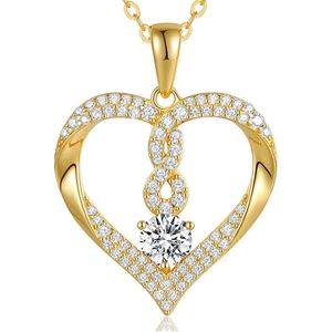 Gold Plated infinity hart ketting met Swarovski® - 45 cm - Valentijnsdag - Moederdag Cadeau - Geschenkset Vrouwen - Cadeau voor Vrouw - Verjaardagscadeau - Cadeau - Geschenk voor haar - Kerst Cadeau - Juwelia