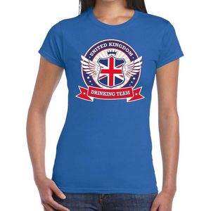 Blauw United Kingdom drinking team t-shirt / t-shirt blauw dames - Engeland kleding L