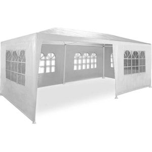 MaxxGarden Partytent - Paviljoen - 300 x 600 x 250 cm - met zijwanden - Waterdicht Pro - 32mm buizen – Wit