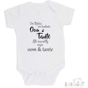 100% katoenen Romper ""De liefste en leukste Oom & Tante zijn toevallig mijn Oom & Tante"" Unisex Katoen Wit/zwart 62/68