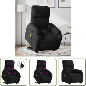 vidaXL Massagestoel - Sta-op-stoel - Sta-op-massagestoel verstelbaar microvezelstof zwart - Ergonomische Stoel - Relaxfauteuil - Elektrisch Bediend