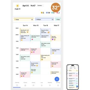 EKASN Digitale Kalender 32"" – Digitale Fotolijst – Full HD Touchscreen - 32GB – Wit