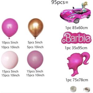 Barbie ballonnen pakket 95 stuks - Roze - Tekst - Auto - Prinses - Feest