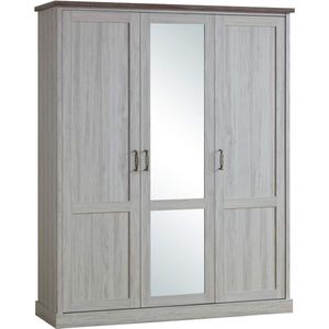 Belfurn - 3 deurs kledingkast met spiegel Ella grijs/bruin