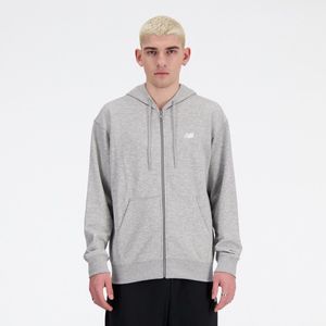 New Balance - Grijze Hoodie - Heren - Met Rits - Logo Voorzijde