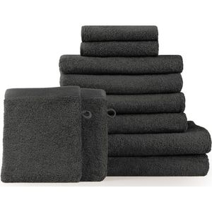 Blumtal Terry Handdoeken Set - 2 x Baddoek & 4 x Handdoek & 2 x Gasten Handdoekje & 2 x Washandje: Antraciet