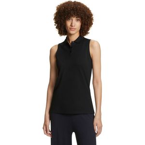 FALKE Basic Polo Top zacht huidvriendelijk katoen polo shirt dames zwart - maat XS