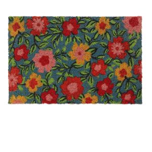 Relaxdays deurmat bloemen - 40 x 60 cm - kokos - antislip - weerbestendig - binnen en buiten