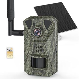 Wildcamera op zonne-energie met 4G, PIR-bewegingsmelder, Infrarood Nachtzicht, 2-weg Audio