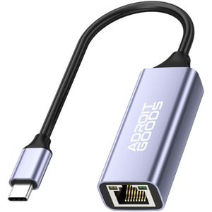 AdroitGoods USB-C naar RJ45 adapter – USB 2.0/100Mbps ��– Compact & Betrouwbaar - Plug & Play - Aluminium