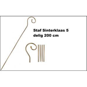 Staf Sint 5 delig metaal 200cm - Sinterklaas Sint Nicolaas 5 december thema feest party