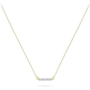 GISSER Jewels VGN009 - Staaf ketting 14kr Geelgoud gezet met Zirkonia - 1.5mm x 10mm - Lengte 38 + 4 cm