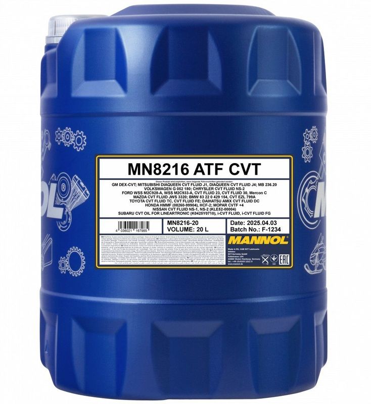 20 Liter Mannol 8216 Automatische transmissie Olie ATF CVT