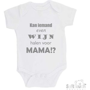 100% katoenen Romper ""Kan iemand even wijn halen voor mama!?"" moeder moederdag mama Unisex Katoen Wit/grijs Maat 62/68
