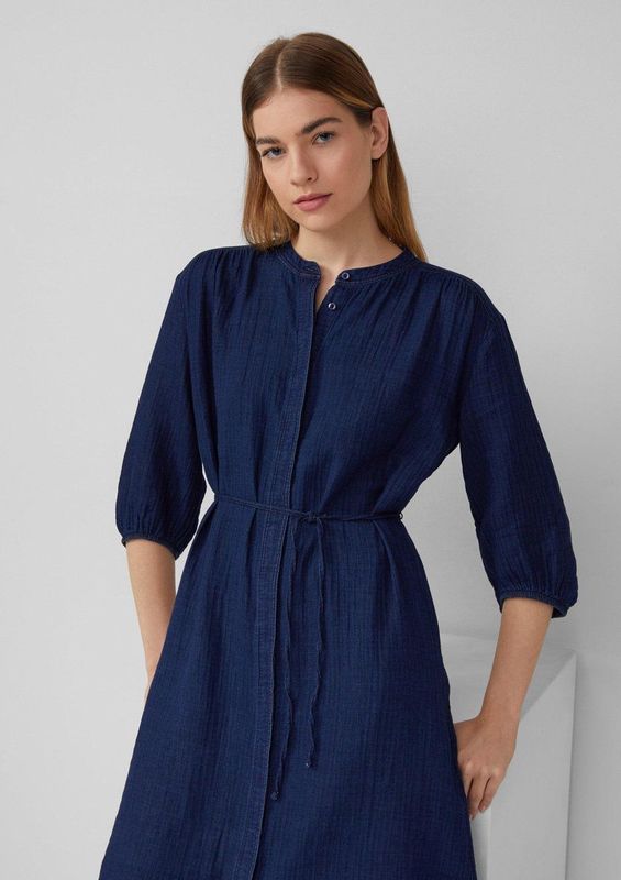 s.Oliver - Blousejurk - Donkerblauw - 3/4 Mouw - Getailleerd