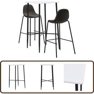 vidaXL Barset 3-delig - Donkergrijs - Stijlvol en Comfortabel Bar Set - Bartafel - Eetkamerstoel - Salon Meubilair - Moderne Barset