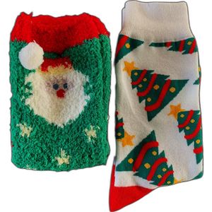 Kerstsokken Man Vrouw - Kerstcadeau - 2 stuks - maat 36-44 - Kerstboom – Kerst - Kerst sokken - Huis sokken - Kindersokken