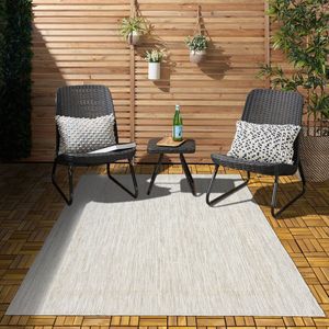 Flycarpets Capri Buitentapijt - Buitenkleed - Vloerkleed Voor Binnen & Buiten - Weer en UV bestendig - Perfect voor Balkon, Terras en Serre - Lichtgrijs - 280x370 cm