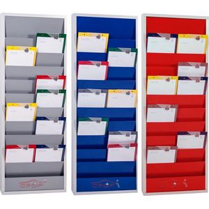 Werkorder planbord METAAL met 2 rijen en 10 sleuven - 3 kleuren - Blauw (RAL5002)