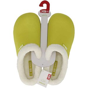 XQ tuinklompen dames - apple green uni - met bont - maat 39