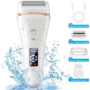 Elektrisch scheerapparaat voor dames, draadloos scheerapparaat met led-scherm, draagbaar, oplaadbaar, IPX7-scheerapparaat voor nat en droog scheren in de bikinilijn,