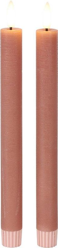 LED kaarsen met bewegende vlam 2x - Roze- incl. Afstandsbediening - Dinerkaars rustiek wax 24 cm - LED kaars batterij