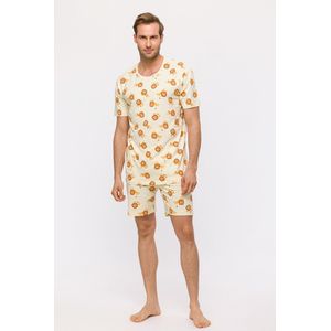 Woody pyjama jongens/heren - geel - leeuwen all-overprint - 241-10-PZA-Z/913 - maat L