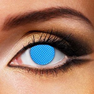 Partylens® kleurlenzen - Blue Mesh - jaarlenzen met lenshouder - partylenzen