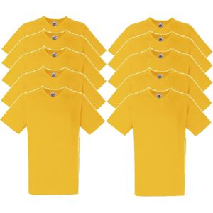 10 x Fruit of the Loom V-Hals ValueWeight T-shirt Sunflower Maat S