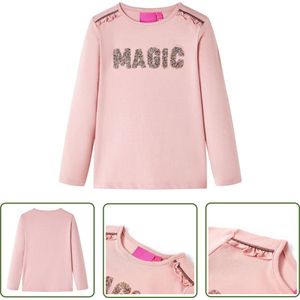 vidaXL Meisjeshemd - Kinderhemd - Kindershirt met lange mouwen 140 lichtroze - Langmouwig Hemd - Roze Kleding - Kindermode