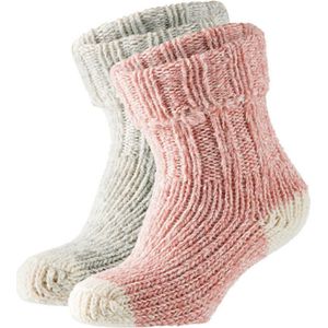 Apollo - Wollen - Sokken - Baby - Roze - Grijs - Maat 23/26