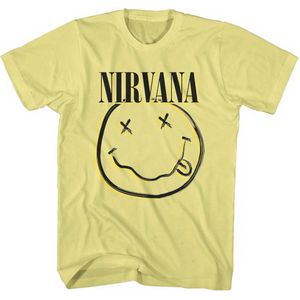 Nirvana - Inverse Happy Face Heren T-shirt - M - Geel