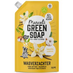 Marcel's Green Soap - Wasverzachter - Navulling - Katoen & Vanille - Zachte frisheid- 30 Wasbeurten - 750 ml - 1 stuk