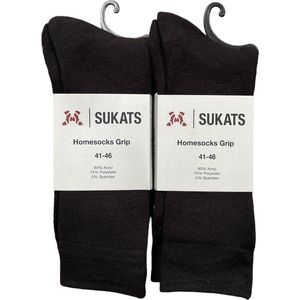 Sukats® Huissokken - Antislip sokken - Gripsokken - Bedsokken Heren - ABS - Met Grip - 2 Paar - Maat 41-46 - Zwart - Meerdere Maten en Varianten