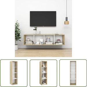 vidaXL Tv-wandmeubel - Sonoma Eiken/Wit - 142,5 cm Tv-meubel - Televisiescherm - Salontafel - Woonkamerdecoratie - Houten Meubilair