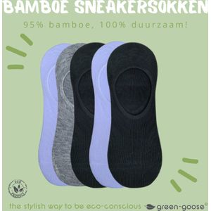 green-goose® Bamboe Footies | 5 Paar | Zwart, Grijs, Wit | Maat 40-46