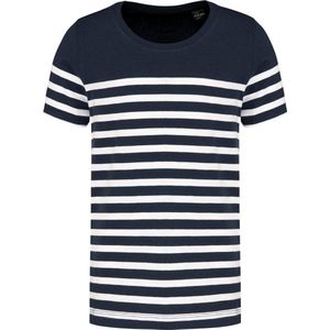 T-shirt Kind 6/8 Y (6/8 ans) Kariban Ronde hals Korte mouw Navy / White Stripes 100% Katoen