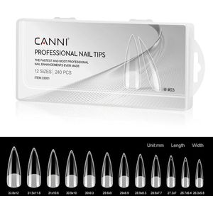 Canni Nagel Tips Half Mat Stiletto - 240 stuks - Nageltips - Nageltips voor Gelnagels - Nagel Tips Acryl - Nepnagels met Lijm - Nagel Tips met Lijm
