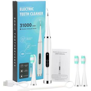 2-in-1 elektrische tandenborstel Sonic Cleaner Tandsteenverwijderaar Smart tandenborstel Volwassenen - Wit Drie koppen
