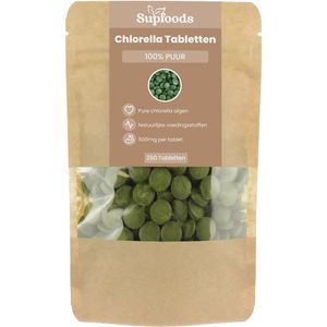 Chlorella Tabletten 100% Puur - 250 Tabletten - Chlorella is een Bron van Eiwitten, Vitamine B12, Ijzer en Chlorofyl - 500mg Poeder per Tablet