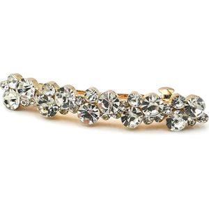 Goudkleurige haarspeld met grote naturel strass stenen - 6cm