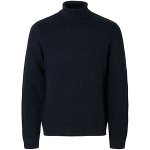 Selected Homme - SLHTREVOR LS KNIT STRUCTURE ROLL NECK - Heren Trui - Blauw - Regular Fit